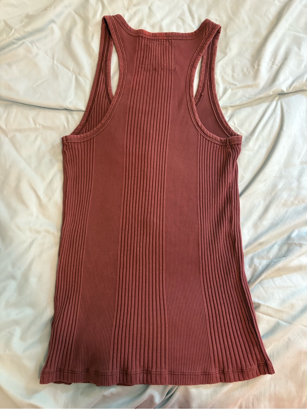 aerie Ribbed Henley Tank Top in Brick Red - Picture 2 of 3